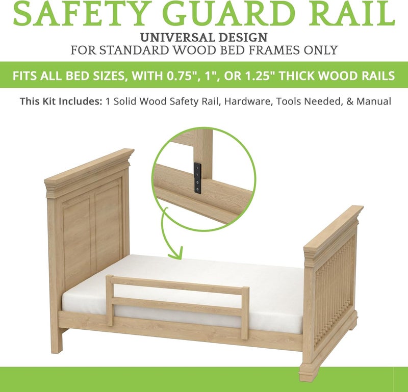 CC KITS Safety Guard Rail for Baby, Kids, and Children - Solid Wood Safety Bed Rail for Toddlers - Easy Installation - Premium Protection for Bunk, Twin, Full, Queen and King Size Beds - (Unfinished) - Image 2